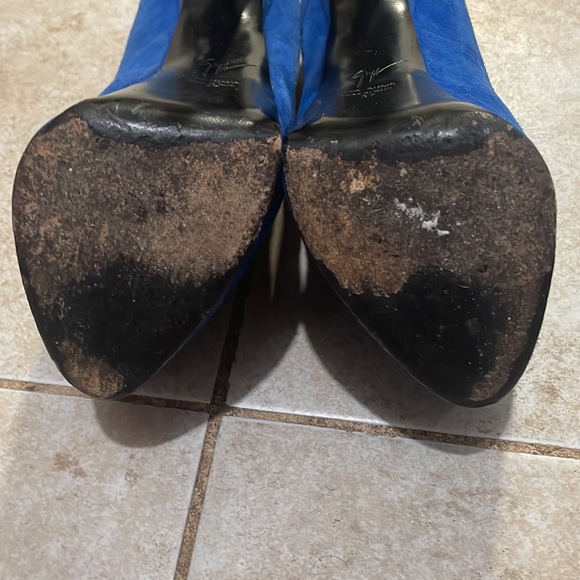 $900 Giuseppe Zanotti Blue Suede Debra Platform Heels  size 37 - Picture 8 of 10